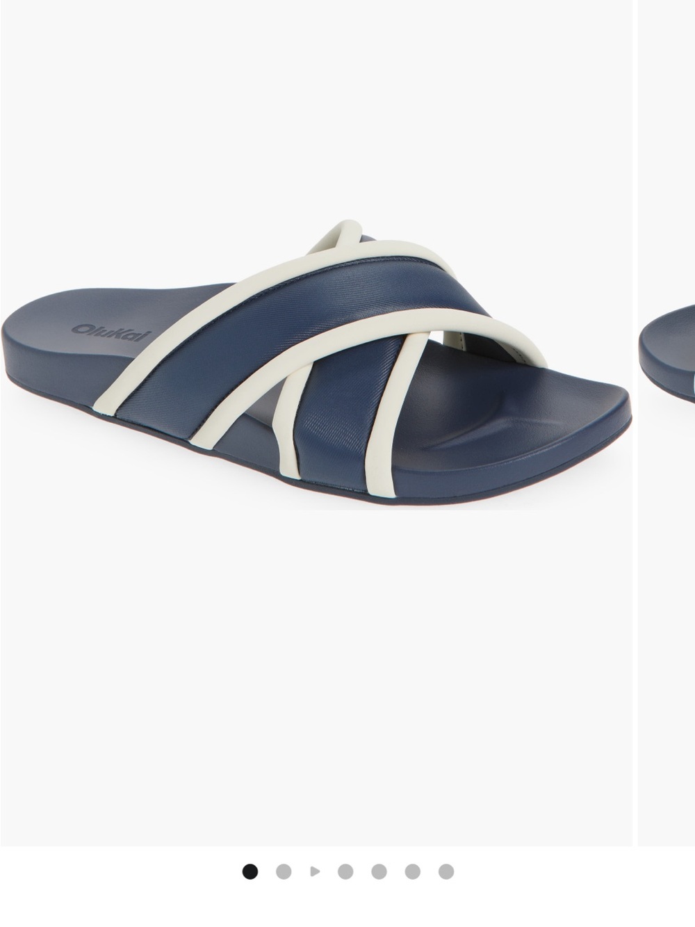 OluKai Ani Navy and white crisscross sandal - Picture 4 of 7